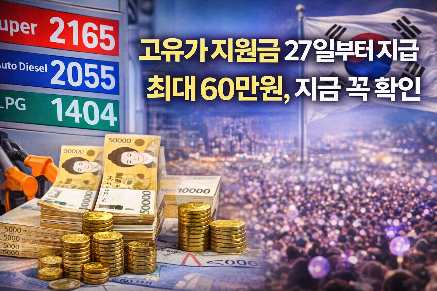 고유가 피해지원금 27일부터 지급, 최대 60만원 받는 방법 정리