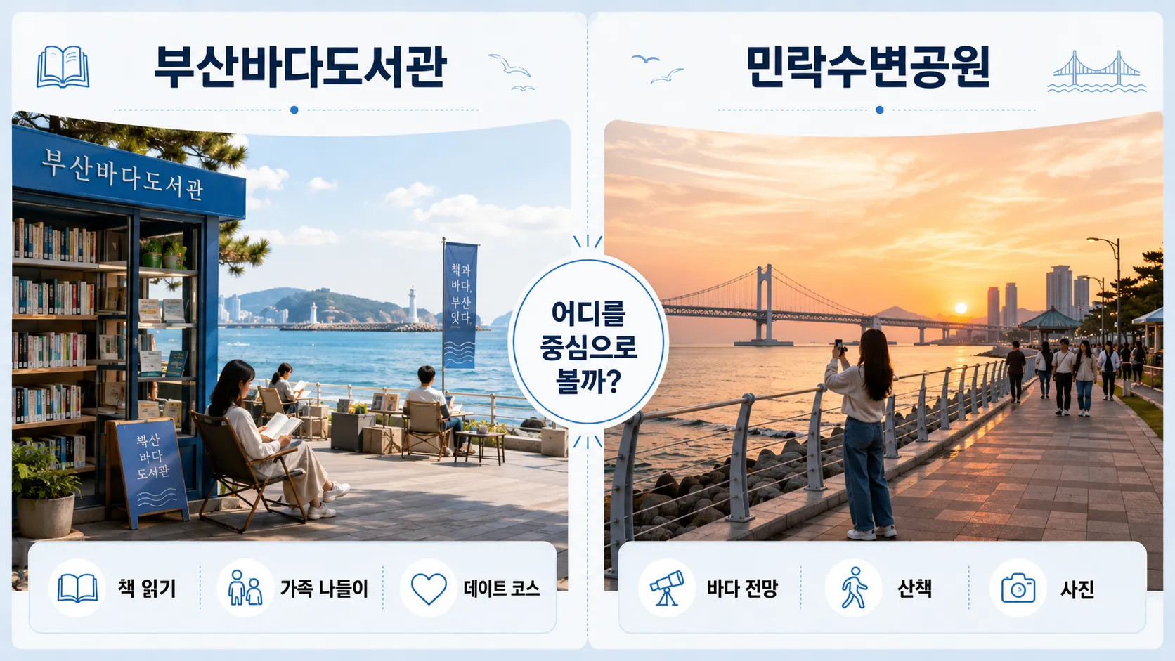 부산바다도서관과 일반 도서관 비교 이미지